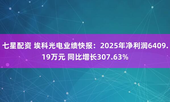 七星配资 埃科光电业绩快报：2025年净利润6409.19万元 同比增长307.63%